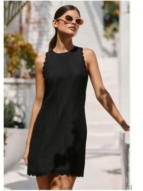 By Anthropologie Scalloped Tie Back Mini Dress